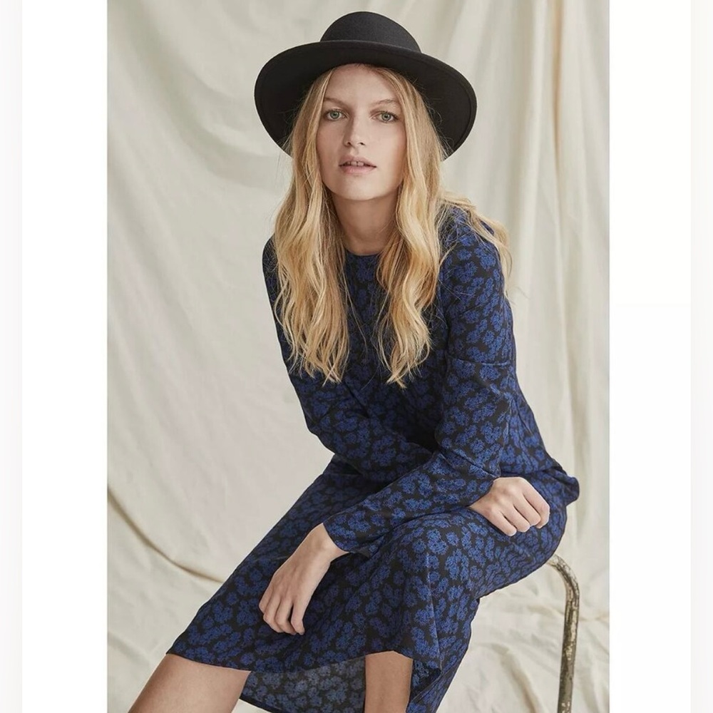 Elizabeth & James Blue & Black Button Back Maxi Dress - Size XS